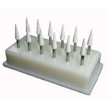 House Brand FL2 FG White Mounted Stone, 12/Pk. Flame finishing stones. Aluminum