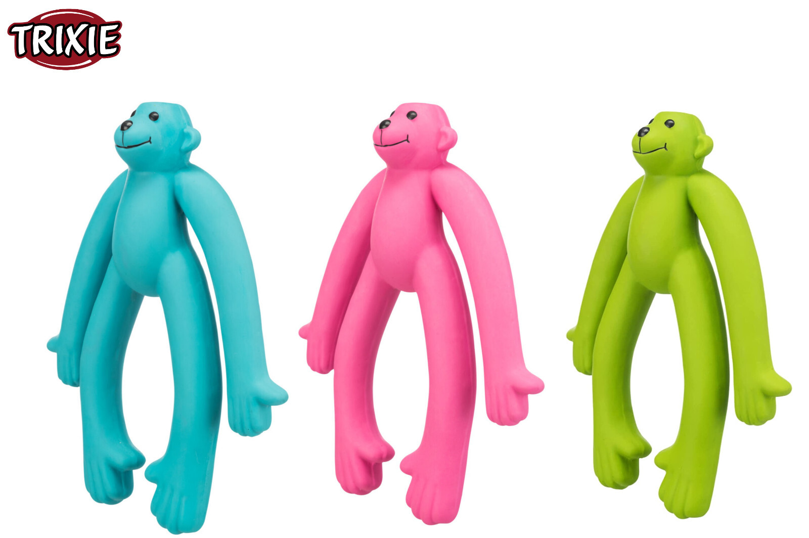 1X TRIXIE LATEX SQUEAKY DOG PUPPY PLAY TOY MONKEY 25CM ASSORTED COLOURS