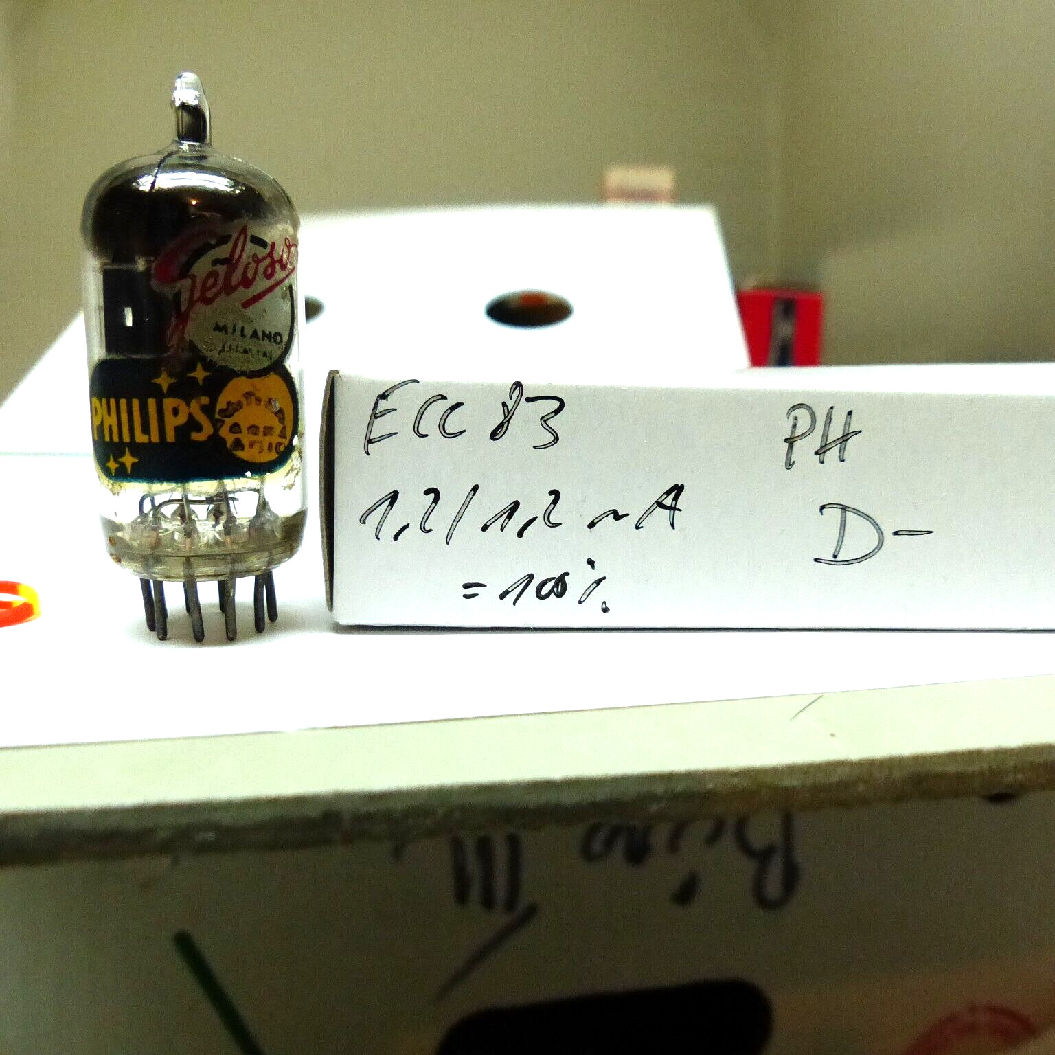 1x ECC83 12AX7  Philips Monza D-Getter Bottom Code Nos Testet Tube Röhre