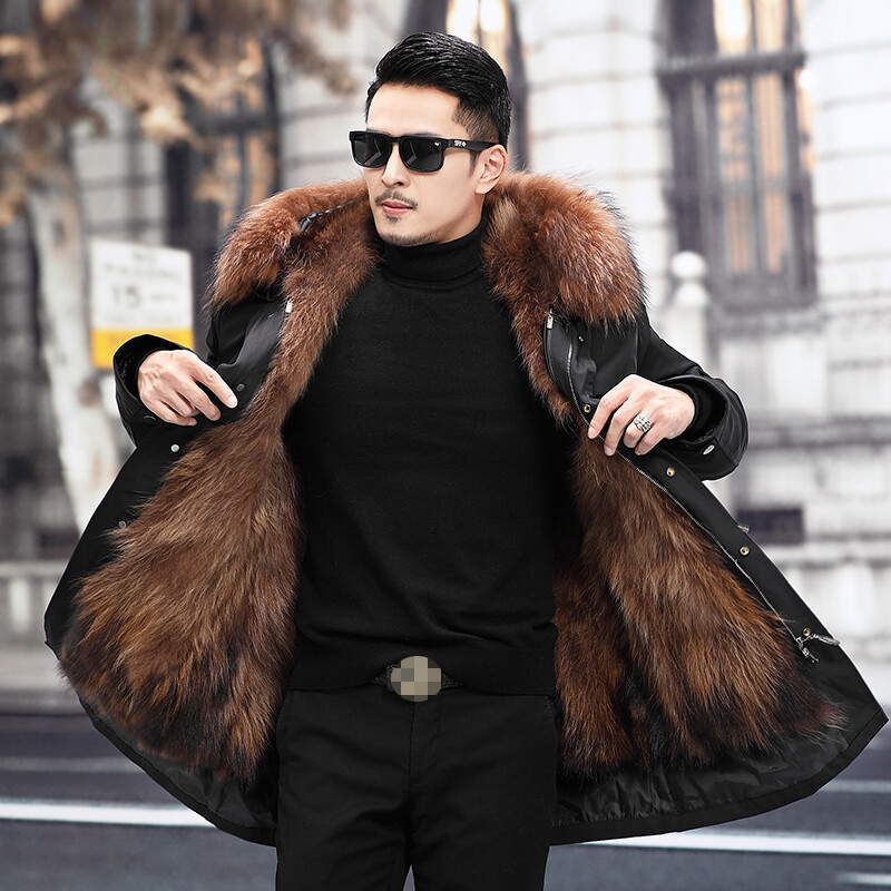 Fashion Men Winter Warm Jackets Faux Fur Parka Detachable Thick Plus ...