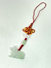 Hand Carved Natural Jade Chinese Zodiac Dog Pendant CellPhone Car Hanging Charm