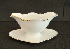 Vintage Salsiera a Barca in Ceramica Bianca Schaller Bavaria