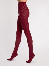 Fiore Diamond Tights Romby 40 Denier Patterned Microfiber Tights New