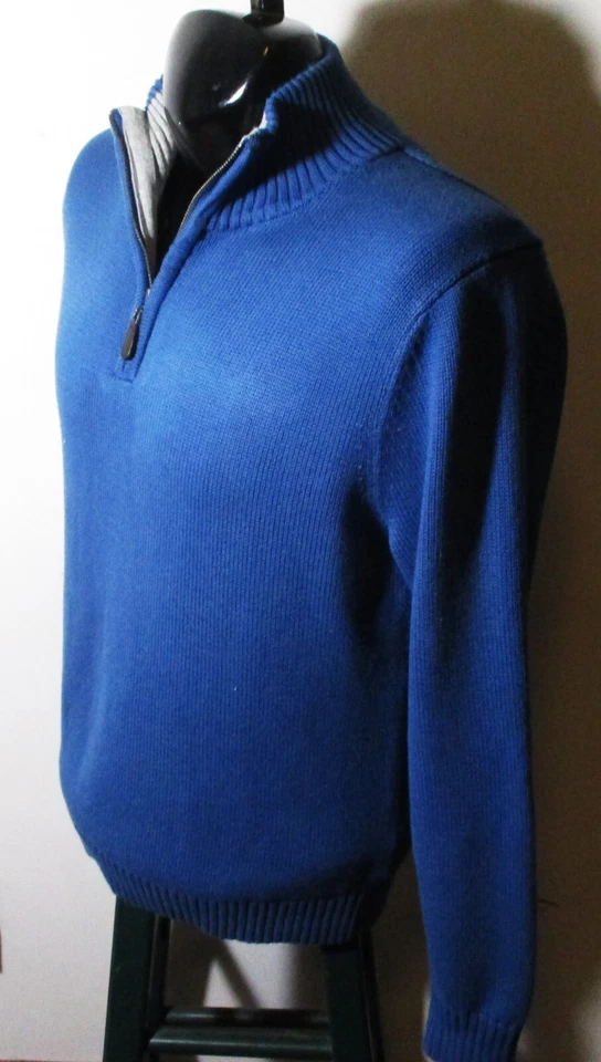 L.L. BEAN Blue 1/2 Zip Tight Knit Cotton Sweater Men's Size M Reg. - Image 4 of 4