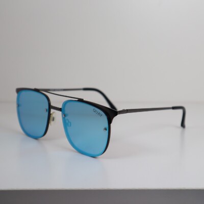 Quay Australia Private Eyes Gunmetal Frame Mirrored Blue Lens