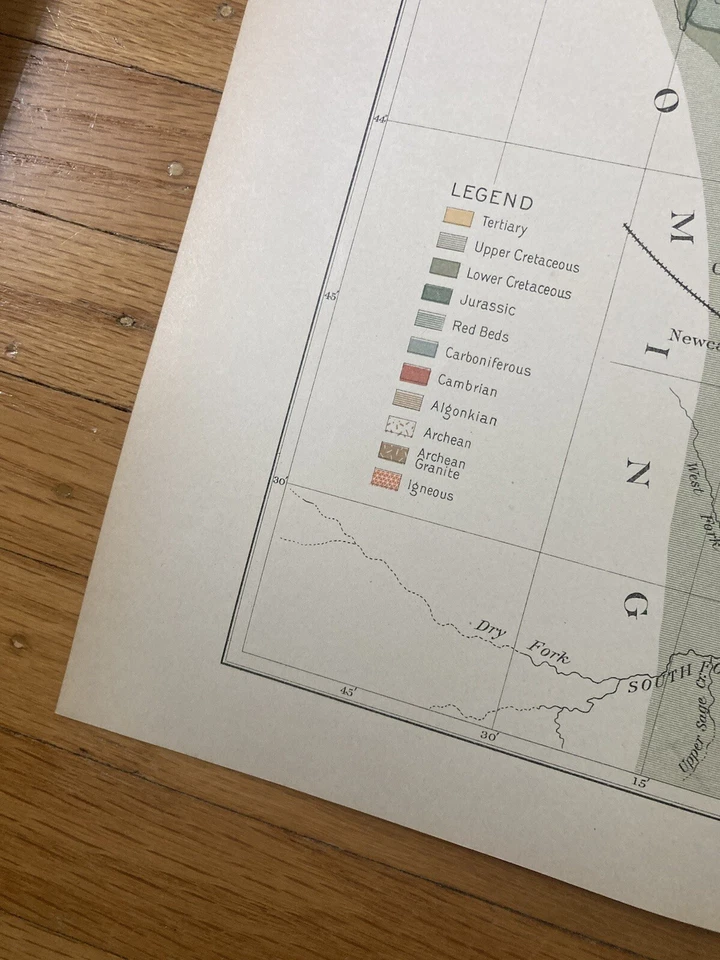 Mapa geográfico antiguo 1901 SOUTHERN BLACK HILLS, SOUTH DAKOTA, WYOMING Foto 3 de 4