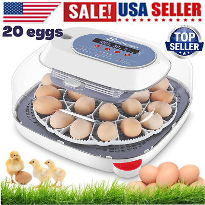 Egg Incubator for Hatching 24 Eggs w/Automatic Egg Turning Built-in LED Candler-
