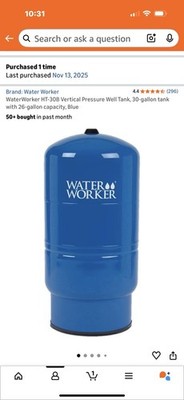 Water Worker HT-30B Vertical Precharged Well Tank - 26 Gal