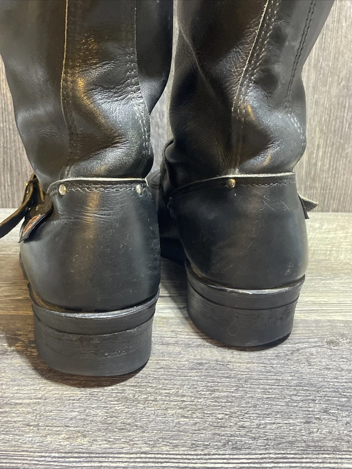 Vtg Embroidered Eagle Logo 1980s Leather Harley Davidson Motorcycle Boots Sz 9.5 - Image 4 of 4