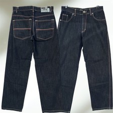 South Pole Men  s Y2K Relaxed Fit Jeans Size 32x32 With Green/Red Stitching