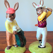 Royal Doulton Bunnykins Bone China Golf Figurines Golfer & Caddie DB255 DB271