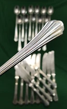 CENTURY Stainless Steel 12 ICED TEA SPOONS & 12 DINNER KNIVES Retroneu Korea