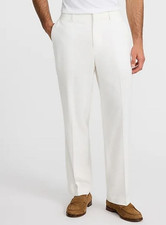  89 Perry Ellis Men  s Linen Cotton Blend Pants Casual Straight Fit White 33x32