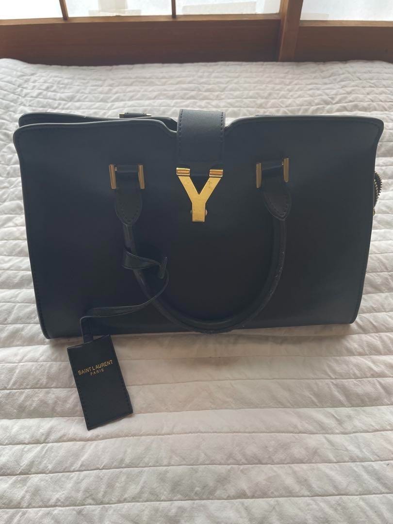 Borsa a tracolla YVES SAINT LAURENT YSL 2Way Cabas Chyc a mano in pelle nera grigia buona