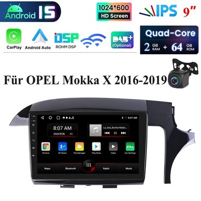 Für OPEL Mokka X 2017-2019 9'' Autoradio Android 15.0 GPS Navi WIFI BT RDS 2+64GB