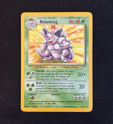 Pokémon TCG Nidoking Holo Rare 11/102 Base Set Englisch 1999 Excellent-Near Mint