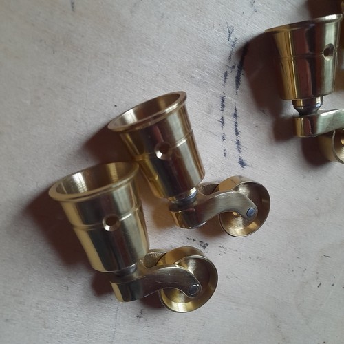 4x Round Socket Castors Solid Brass Polished, Georgian, Victorian furniture - Picture 3 of 4