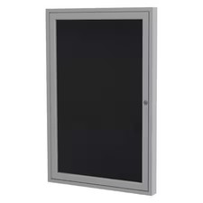 Ghent Pa12418tr-Bk Enclosed Rubber Bulletin Board 24"X18", 1 Hinged Door, Black