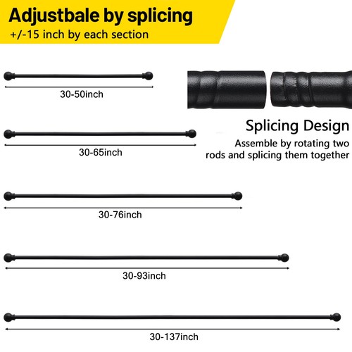 CALCHELE 2 Pack Black Curtain Rods for Windows 28 30-50”|2 pack, Matte - Picture 5 of 7