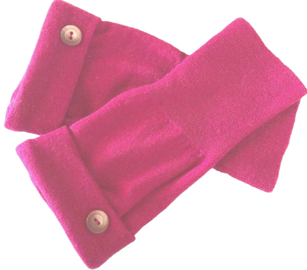 FINGERLESS GLOVES PINK 100% MERINO WOOL ONE SIZE SMALL - MEDIUM - LARGE OS CUFFS