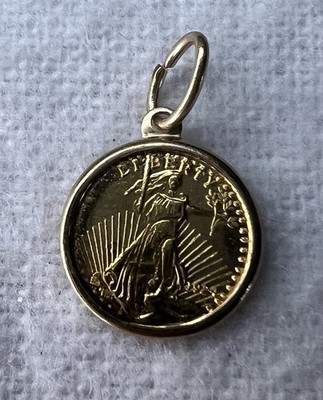 Gold 1924 Mini St. Gaudens Mint Miniature 20 Dollar Coin in Bezel