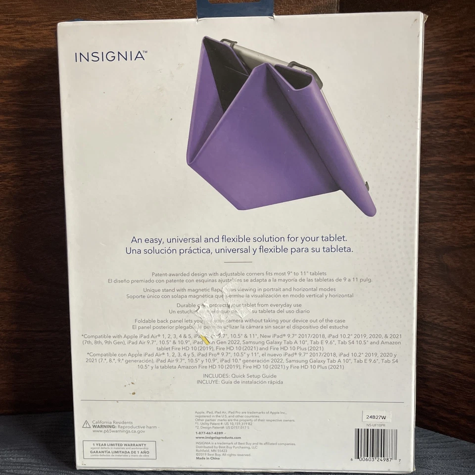 Insignia FlexView Folio Case Foldable for 9 to 11 inch Tablet iPad Air Purple - Image 2 of 4