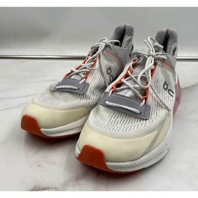 On Cloud Shoes Women 9.5 Running Cloudnova White Grey Pink Orange Athletic