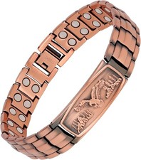 Pulsera de cobre para hombre de triple fuerza con imanes potentes de 3,500 Gauss