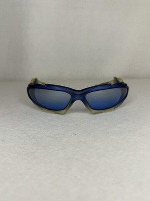 Vintage Rare Y2K Black Flys Damian III Sunglasses Crystal Blue