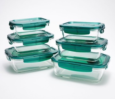 LocknLock Glass Food Containers w/ Vented Lids 6-Piece K97527 NEW EMERALD