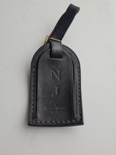 Louis Vuitton Black Name Tag Goldtone Buckle Natural Leather Europe Stock EU