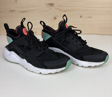 Nike Air Huarache Run Black White Teal Sneakers 847568-002 Size 6Y