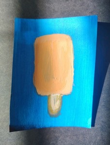 Original ACEO acrylic Painting " Paleta de Melon " Melon Popsicle By Artbylupe