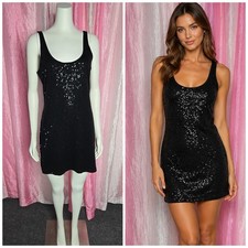 Express Dreamweight Cotton Black Sequin Mini Tank Dress Size Medium