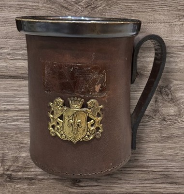 UNIQUE Leather Tankard Coffee Mug Insert Real Hide Made in England Mancave Manly