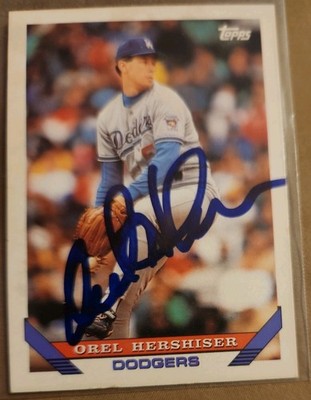 OREL HERSHISER AUTOGRAPHED SIGNED CARD 1993 TOPPS LOS ANGELES 