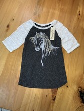 Wrangler, 3/4 Sleeve T-Shirt, Girls XL, Western Wear, Horse, Cowgirl