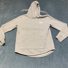 The North Face Hoodie Girls L 14/16 Heather Gray Back Logo Long Sleeve Pullover