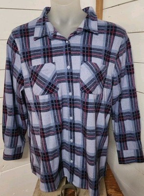 Makers Mark Women's Heavy Flannel Shirt XL Blue Plaid Plaid Button Up Pockets