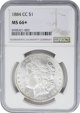 1884-CC Morgan Silver Dollar $ MS66+ NGC 951138-8