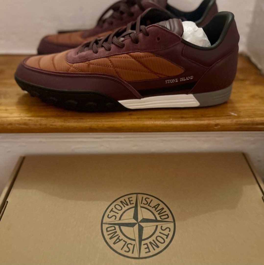 NEW Stone Island Burgundy And Black Men's Sneakers Size 12  W/Tags And Box