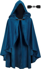 Medieval Cloak with Hood Halloween Renaissance Hooded Short Cape for Men and Wom