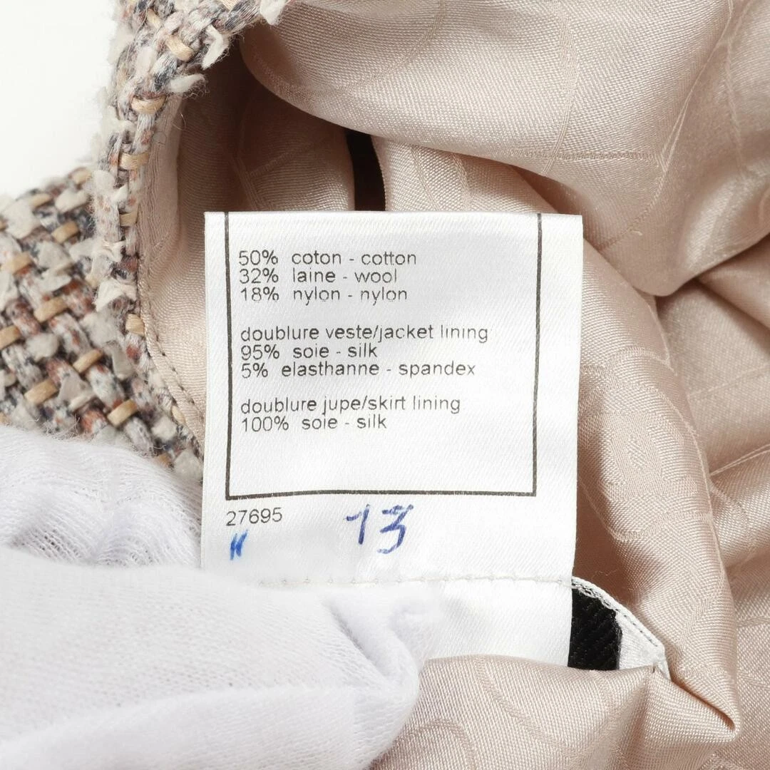 Chanel Giacca Senza Collo Abbigliamento Capispalla Lana Cotone Donna Rosa Multicolore