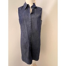 Sandro Sportswear Denim Mini Dress Women's Size 10 Sleeveless Zip Front No Belt