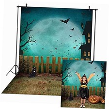 5x7ft Halloween Backdrop Pumpkin Halloween Backdrops for Photography Moon Bat