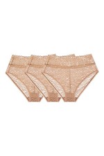 Rhonda Shear Women's 3-pack Stretch Lace Brief Beige