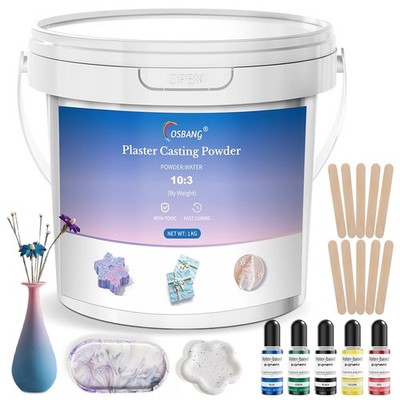 OSBANG Plaster Casting Powder 1000G/35 OZ, Water Activated Fast Curing Plaste...