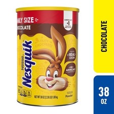 Nestle Nesquik Chocolate Flavor Powder Stir In Drink Mix Canister, 38oz