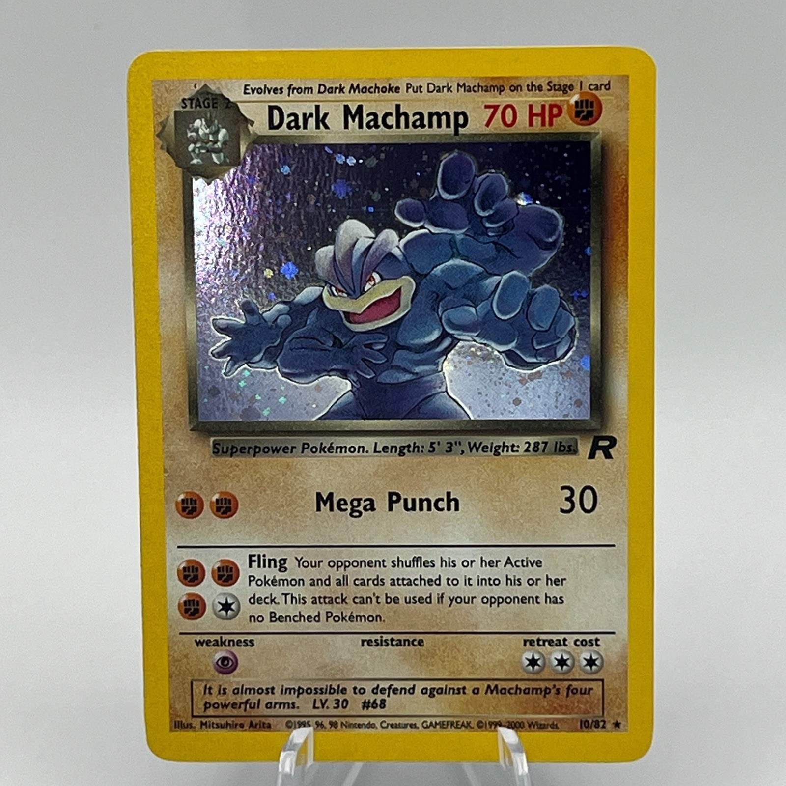 Dark Machamp 10/82 Holo Rare Team Rocket Pokemon Card 2000 WOTC NEAR MINT/MINT