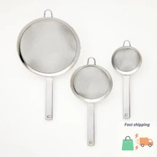 3pc (3", 5", and 8") Stainless Steel Mesh Strainer Set Silver - Figmint™